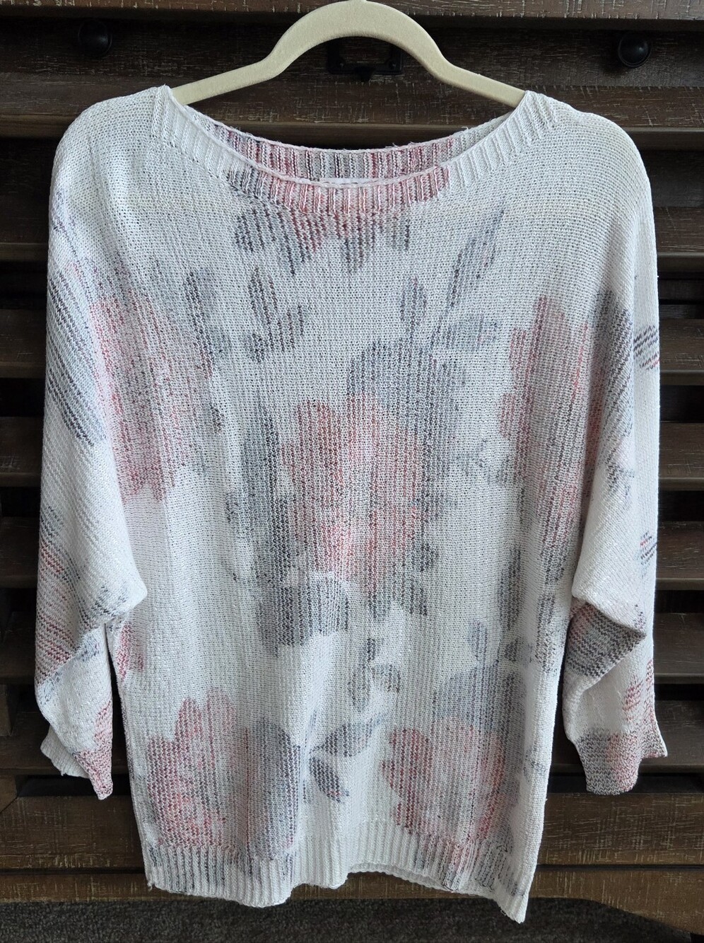 Women's Sioni Floral Sweater Dolman Drop Shoulder 3/4 Sleeves, Size M, LNWOT